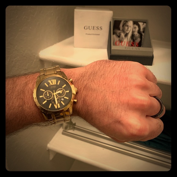 Guess Gold Watch | BLK Face | Heavy Weight | Used - Picture 4 of 5